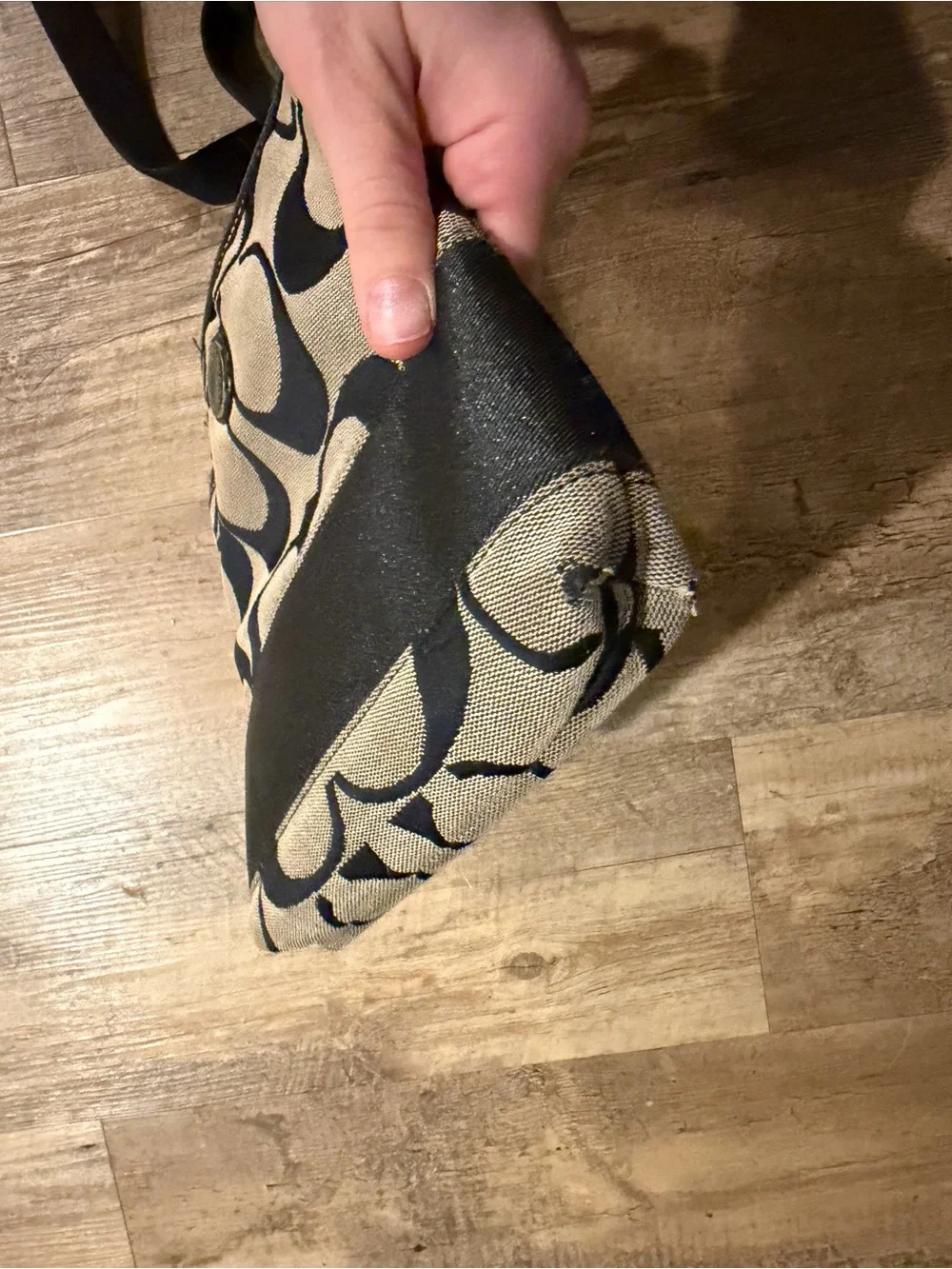 Coach Signature Small Crossbody in Black and Tan